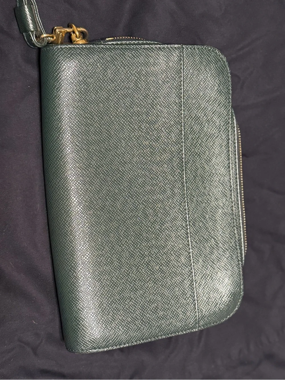 Louis Vuitton - Dark Green Taiga Leather Wristlet